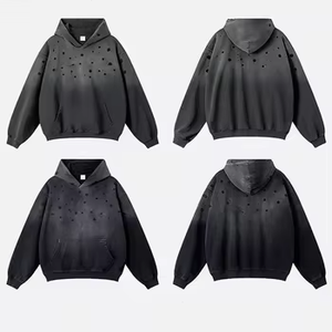 เสื้อฮู้ดของผู้ชายทรงหลวมมีฮู้ดทรงหลวมทำจากโฟมหนาสำหรับผู้ชายโอเวอร์ไซส์ทำจากผ้าฝ้าย100% งานตามสั่ง - Product Image 1