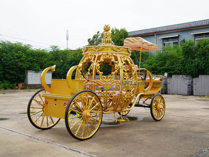Carruaje Dorado con Luces para Paseos al Aire Libre, Transporte Especial, Carruaje de Caballos - Product Image 6