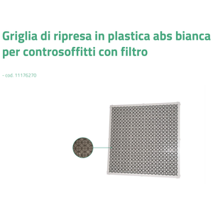 Grille d'admission d'air en plastique ABS blanc Tecnosystemi avec filtre amovible pour faux plafonds - Product Image 2