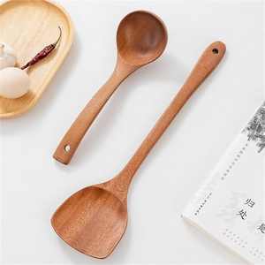Juego de tenedor y cuchara para mezclar ensaladas, juego de servidores de ensalada de mango largo, juego de cucharas para servir de madera de acacia - Product Image 6