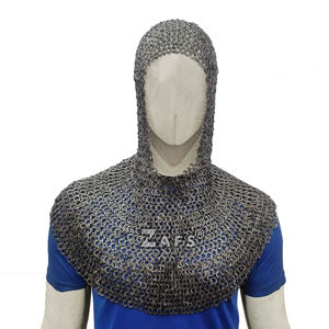 Handcrafted Medieval Stainless Steel Chainmail Coif SCA Reenactment Hood Historical <b>Costume</b> Armor Metal for Wholesale Prices - Product Image 2