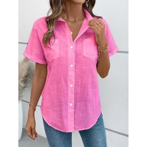 เสื้อเชิ้ตแขนสั้นผู้หญิง 34978 -สีชมพู - Product Image 5
