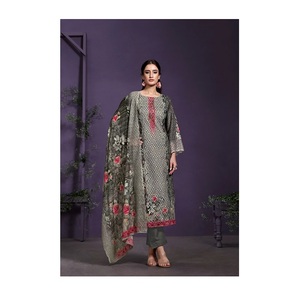 Trajes de boda para mujer Digital con estampado de algodón puro 100%, pantalón bordado y Dupatta disponibles para la venta en la India, hechos con seda - Product Image 1