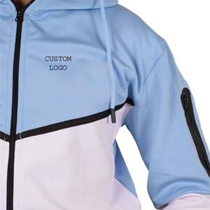 Ensembles de survêtements en tissu polyester pour hommes, ensembles de survêtements à panneaux coupés et cousus, fermeture à glissière avant pour hommes, vestes en polyester noir revêtement réfléchissant - Product Image 2