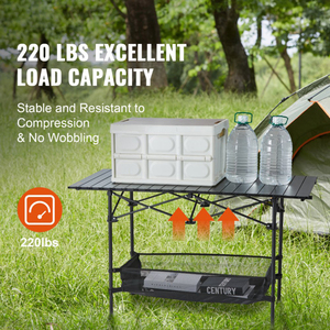 Table de pique-nique pliante en aluminium légère et portable de 120x70x55 CM avec sac de transport - Utilisation en camping, plage, barbecue et jardin - Product Image 2