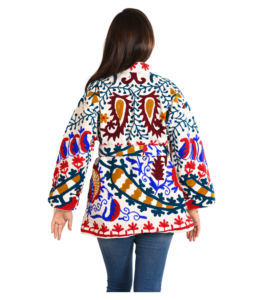 Chaqueta de mano de algodón con cinturón, chaqueta acolchada de algodón bordada a mano, abrigo corto informal de Invierno para mujer acolchado hecho a mano - Product Image 5