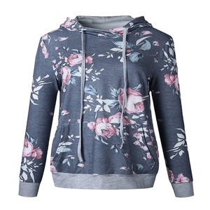 Sweat-shirt à capuche zippé à manches longues pour femme, motif floral, grande taille, vêtement d'extérieur d'hiver, polaire imperméable, cordon de serrage, vêtements OEM - Product Image 1