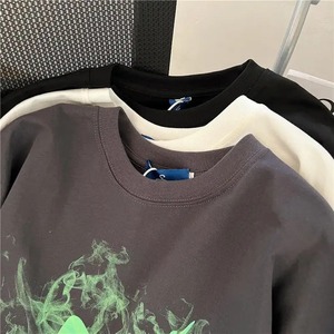 T-shirt Homme Tricoté 100% Coton, Coupe Droite, Motif Uni, Lavage Acide Effet Vieilli, Qualité Supérieure, Style Streetwear Estival - Product Image 3