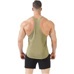 เสื้อกล้ามเล่นยิมสำหรับผู้ชายเสื้อกล้ามคอตตอน100% รับแรงกระแทกสูงดีไซน์ลำลองคอกลมพิมพ์ลายถักสีพื้น - Product Image 3