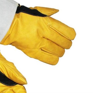 Venta al por mayor guantes de soldadura TIG manga larga y puño ajustable seguridad y guantes de soldadura TIG Premium duraderos piel de cabra y cuero de vaca - Product Image 5