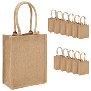 Juego de 3 bolsas de Yute natural de color crema con asas, uso superior perfecto, bolsas de lona de lujo de primera calidad, precios superiores - Product Image 4