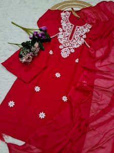 ชุด kurta dupatta แบบเรียบง่ายของผู้หญิงผ้าสวมใส่สบายเหมาะสำหรับใส่ในชีวิตประจำวันชุดทำงานและชุดลำลอง - Product Image 4