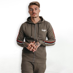 Custom Quality Two Pieces Sets Vintage Blank Hoodie and Sweatpants Sweat Track Suit Gym Zip up Baggy Oversize <b>Plain</b> <b>Tracksuit</b> - Product Image 1