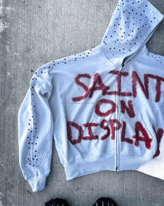 Custom Diamond Baggy Boxy Fit Stone Acid Wash <b>Zip</b> <b>up</b> Jackets Vintage Heavyweight Streetwear Rhinestone <b>Hoodie</b> Men - Product Image 4