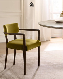 Fauteuil de salle à manger ergonomique moderne et écologique, rembourré, avec structure en bois et coussin en polyester, pour restaurant, café, hôtel et villa - Product Image 5