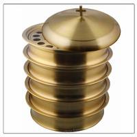 Ensemble de plateaux de communion en acier inoxydable écologique, 5 plateaux et 1 couvercle, finition dorée, facile à nettoyer, qualité supérieure