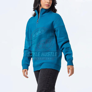 Sweat-shirts à demi-zip pour femmes à manches longues, taille personnalisée, en coton et polyester - Product Image 5