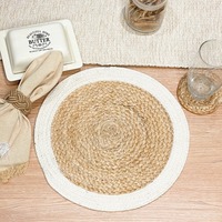 Napperon en jacinthe d'eau avec bordure en tissu Produits écologiques Fabriqué au Vietnam Décoration de table Napperon tissé Vente en gros