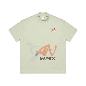 Camiseta de Cuello Alto de Algodón Personalizada para Hombre, 320G, Talla 3XL, Hombros Caídos, Ajuste Holgado, Camiseta Lisa de Gran Peso - Product Image 2