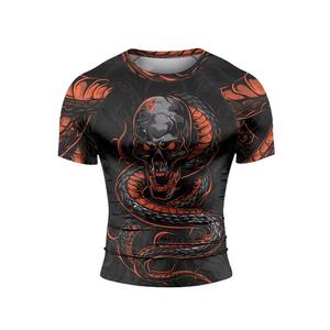 Rashguard d'entraînement MMA à manches courtes, respirant, extensible, écologique, séchage rapide, en Spandex/Polyester, avec logo personnalisé pour le grappling - Product Image 1