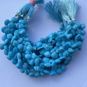 Gotas de Briolette facetadas de 8mm, 10mm, 12mm, piedra turquesa Natural, forma de corazón, cuentas, fabricación de joyería, collar, pulsera - Product Image 1