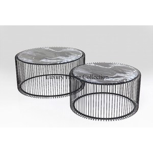 Centre de table et table basse en métal avec dessus en verre de forme ronde à bas prix - Product Image 4