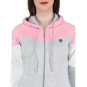 Venta caliente chándal ajustado para mujer 100% algodón cómodo con capucha ropa de entrenamiento cremallera patrón sólido de moda para invierno - Product Image 6