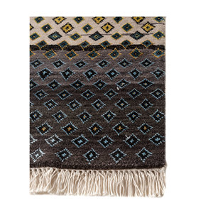 Alfombra Manchaha de Lana y Seda de Bambú Anudada a Mano, Color Marfil, 10 mm de Grosor, Patrón Geométrico Abstracto, Rectangular, para Pasillo u Hogar - Les-2607 - Product Image 4