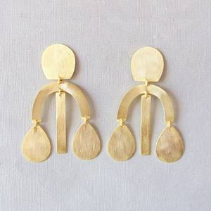 Handmade Indian Brass Chandelier <b>Earrings</b> 18K Gold Plated <b>Long</b> Lightweight Designer Jewelry - Product Image 2