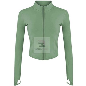 Chaquetas deportivas con cremallera para mujer al por mayor, chaqueta de yoga con logotipo personalizado - Product Image 6
