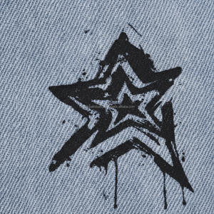 Jean baggy vintage taille haute pour femme, imprimé graphique personnalisé, style punk, avec patchwork graffiti cœur – Grande Vente - Product Image 5