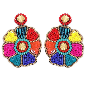 Boucles d'oreilles brodées de perles à la mode faites à la main au design multicolore fantaisie pour filles élégantes et femmes à la mode - Product Image 1