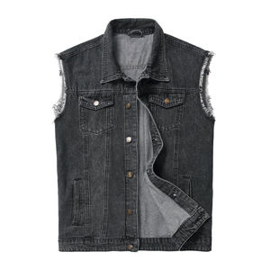 Gilet en denim décontracté d'hiver pour homme, nouveau design unique, toile, séchage rapide, qualité professionnelle, couleur unie, sans manches, 100% coton - Product Image 1