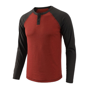 T-shirt à manches longues pour hommes, coupe étroite, raglan, contraste solide 100% coton Logo personnalisé OEM Fabricant d'usine Fourniture de vêtements - Product Image 3