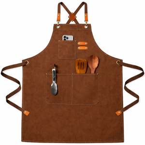 Tablier en toile marron avec plusieurs poches, résistant à l'eau, écologique, pour les produits de nettoyage, style classique - Product Image 1