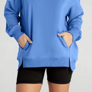 Sweat-shirts d'hiver surdimensionnés de style américain de haute qualité, coupe ample, 100% coton, polaire technique, col rond avec fentes latérales en V - Product Image 5