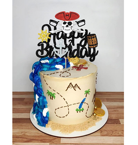 Décoration de gâteau d'anniversaire Pirate Halloween Pirate Party avec thème nautique et chasse au trésor pour les fournitures de fête d'enfants - Product Image 6