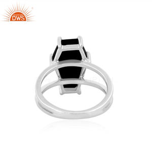 Best Quality Sterling Silver Natural Black Onyx Gemstone Stackable Ring Demi Fine Jewelry for Women Gift for Her - Product Image 4