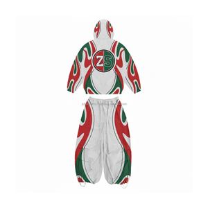 Ensemble coupe-vent haut de gamme tissu polyester haute densité 220 GSM panneau de flamme rouge vert conception logo personnalisé imprimé grande taille - Product Image 2