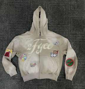 Sudaderas con Capucha Personalizadas para Hombre, 100% Algodón, Impresión Digital, Lavado Ácido, Diseño Extragrande, con Pedrería, 400 Gsm - Product Image 2