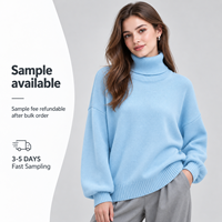 Pull en tricot à col roulé à manches longues pour femme, respirant, personnalisé FNJIA, pour l'hiver
