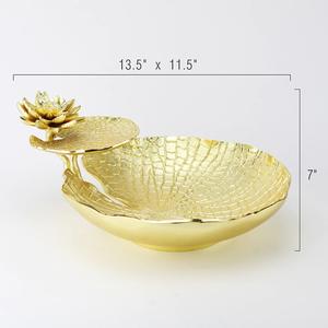 Vaisselle en métal bol à croustilles snacks et chips servant de bol de lotus décoratif à 2 niveaux hôtels cuisine décoration bol de fruits en or - Product Image 3