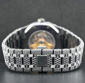 Reloj de Lujo para Hombre, Cuadrado, Antiguo, de Acero Inoxidable, con Diamantes Moissanite, Piedras Brillantes de Dos Tonos, Movimiento Mecánico, Zafiro - Product Image 4