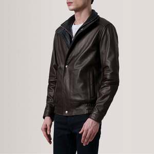 Reversible Water-Proof Alfred <b>Sheepskin</b> Leather Bomber <b>Jacket</b> in XS Coated & Embroidered PU & Spandex College Style - Product Image 3
