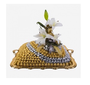 Bandeja de latón para chocolate, bandeja redonda con asa a bajo precio - Product Image 3