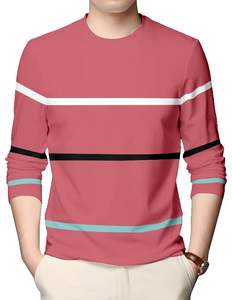 Camiseta de Manga Larga para Hombre, Tejida a Rayas de Colores Personalizada al por Mayor, Ecológica, Transpirable, de Secado Rápido, Informal - Product Image 5