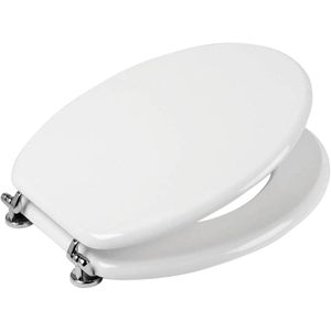 Asiento de Inodoro Ovalado Universal de MDF Blanco Ultra Resistente HM de 4 kg con Tapa Inteligente y Cierre Suave - Product Image 1