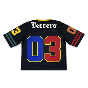 T-shirt en maille rétro à impression personnalisée pour hommes Vente en gros Polyester Baggy Sports Football Jersey T Shirt T-shirt pour hommes - Product Image 3