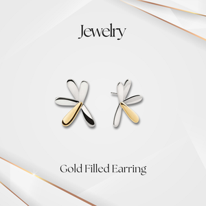 Latest Luxury 14k <b>Gold</b> <b>Filled</b> Flower Two Tone Large Classic Stud Earrings Women Trendy Style Party Gifts - Product Image 4