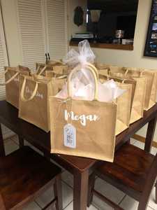 Bolsa de Yute Personalizada al por Mayor, 30*22*13cm, Interior Laminado Impermeable, Asa de Cuerda, para Playa, Compras, Fiestas, Bodas - Product Image 2